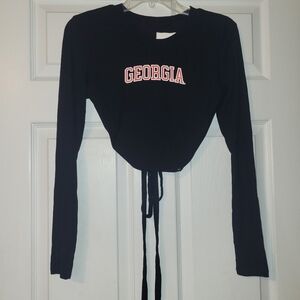Hype and Vice Georgia Bulldogs Crop Top‎  Women's Size Small Open Back Wrap Tie